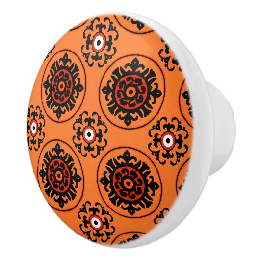 Orange-Suzani-Muster Keramikknauf (Rechts)