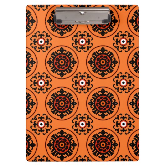 Orange Suzani Muster Klemmbrett (Vorderseite)