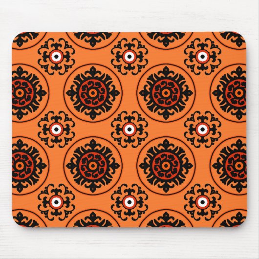 Orange Suzani Muster Mousepad (Vorne)
