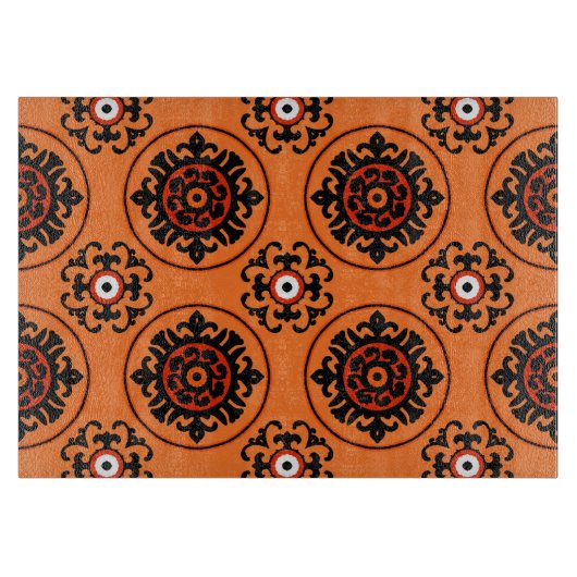 Orange Suzani Muster Schneidebrett (Vorderseite)
