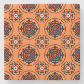 Orange-Suzani-Muster Steinuntersetzer (Vorderseite)