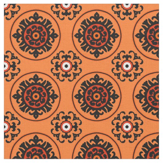 Orange Suzani Muster Stoff (Nahaufnahme)