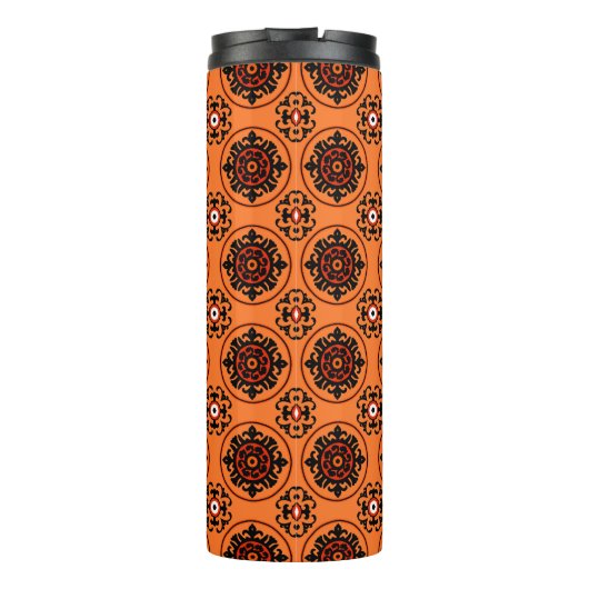Orange Suzani Muster Thermosbecher (Rückseite)