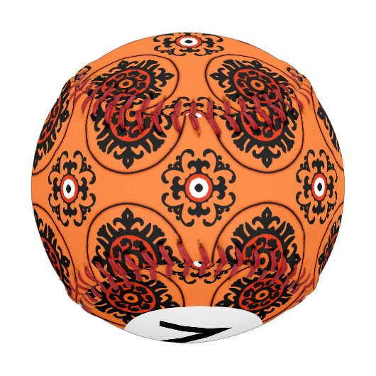 Orange Suzani Pattern Baseball (Rückseite)
