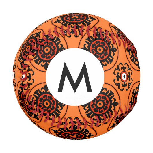 Orange Suzani Pattern Baseball (Vorderseite Links)