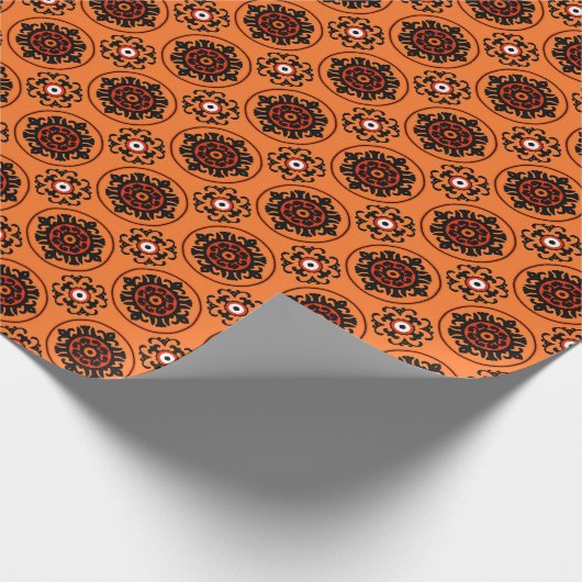 Orange Suzani Pattern Geschenkpapier (Ecke)