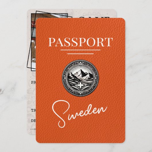 Orange Sweden Passport Save the Date (Vorne/Hinten)