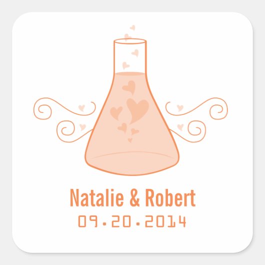 Orange Sweet Chemistry Wedding Stickers (Vorderseite)