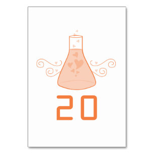 Orange Sweet Chemistry Wedding Table Card Tischnummer