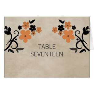 Orange Sweet Vintag Floral Tischnummer Card