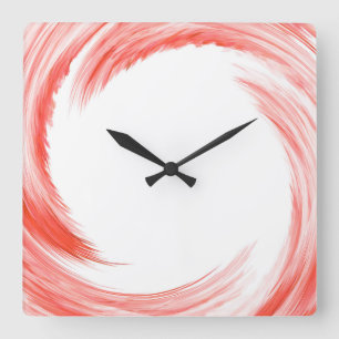 Orange Swirl Abstract Art Quadratische Wanduhr