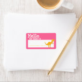 Orange T-Rex Hallo Mein Name ist Abzeichen Pink Adressaufkleber (Insitu)