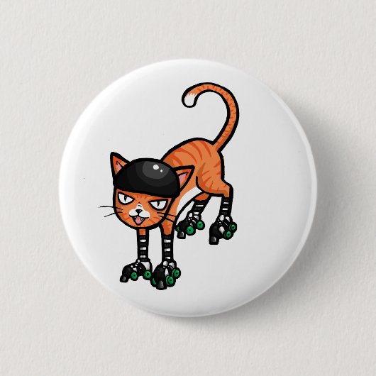 Orange Tabby auf rollerskates Button (Vorderseite)