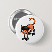 Orange Tabby auf rollerskates Button (Vorne & Hinten)
