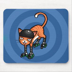 Orange Tabby auf rollerskates Mousepad