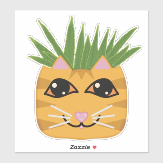 Orange Tabby Cat Aloe Pflanze Planter Sticker (Blatt)