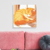Orange Tabby Cat | Aquarellmalerei Leinwanddruck (Insitu (Wohnzimmer))