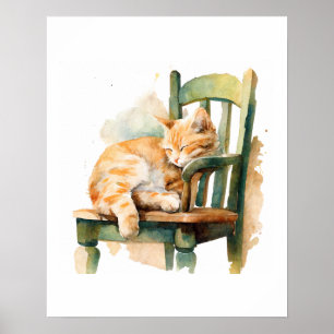Orange Tabby Cat Art Print Poster