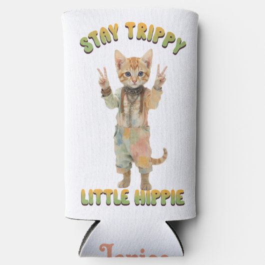 Orange Tabby Cat Boho Stay Trippy Little Hippie Selters Dosenkühler (Vorderseite)