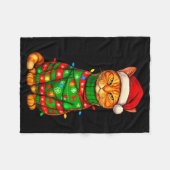 Orange Tabby Cat Christmas Lights Funny Santa Holi Fleecedecke (Vorderseite (Horizontal))