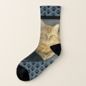 Orange Tabby Cat Custom Blue Socken (Links - Außen)