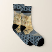 Orange Tabby Cat Custom Blue Socken (Paar)