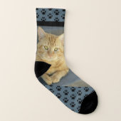Orange Tabby Cat Custom Blue Socken (Links - Innen)