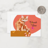 Orange Tabby Cat Danke Cat Mitteilungskarte (Vorderseite/Rückseite Beispiel)