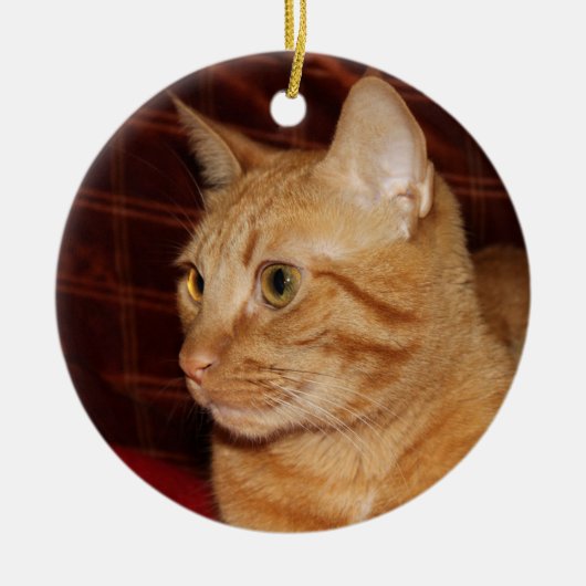 Orange Tabby Cat Face Profil Keramikornament (Vorne)