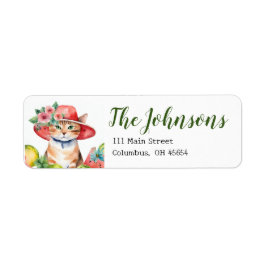 Orange Tabby Cat Floral Address Labels für den Som
