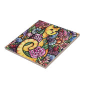 Orange Tabby Cat Flower Garden Fliese (Seite)
