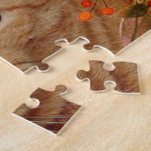 Orange Tabby Cat Foto mit Blume Rahmen Jigsaw Puzzle (Seite)