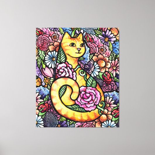 Orange Tabby Cat Garden Leinwanddruck (Vorderseite)