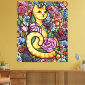 Orange Tabby Cat Garden Leinwanddruck (Insitu (Wohnzimmer))