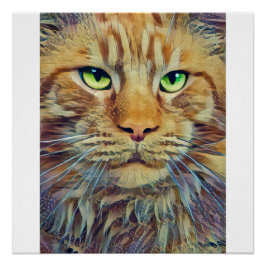 Orange Tabby Cat-Green Eyes Poster