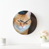 Orange tabby cat große wanduhr (Zuhause)