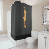 Orange Tabby Cat Hanging On | Funny Striped Cat Duschvorhang (Beispiel)