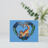 Orange Tabby Cat Heart Art Niedliche Texas Bluebon Postkarte (Stehend Vorderseite)