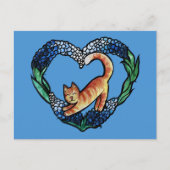 Orange Tabby Cat Heart Art Niedliche Texas Bluebon Postkarte (Vorderseite)