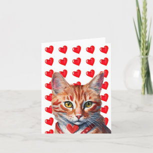 Orange Tabby Cat & Heart Purr-fect Valentine Card Feiertagskarte
