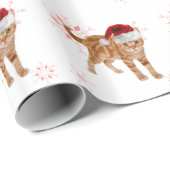 Orange Tabby Cat in einer Weihnachtsmannmütze Weih Geschenkpapier (Rolleneckpunkt)