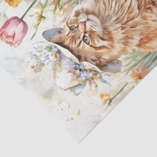 Orange Tabby Cat in Hat Easter Basket Seidenpapier (Ausschnitt)