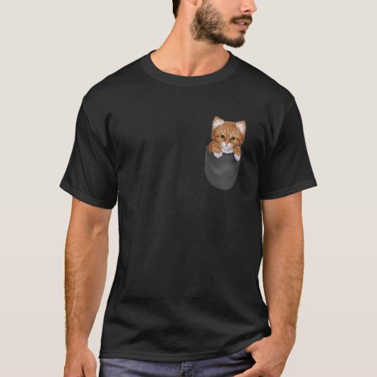 Orange Tabby Cat in Pocket T-Shirt (Vorderseite)