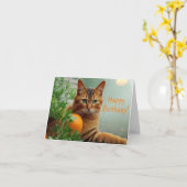 Orange Tabby Cat Karte (Gelbe Blume)