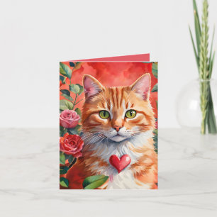 Orange Tabby Cat Meow-velous Valentine Card Feiertagskarte