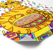 Orange Tabby Cat mit Cappuccino Mini Folk Poster (Ecke)