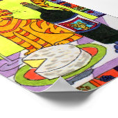 Orange Tabby Cat mit Wein & Käse Poster (Ecke)