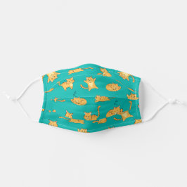 Orange Tabby Cat Muster Blau Türkisch Mund-Nasen-Maske Aus Stoff