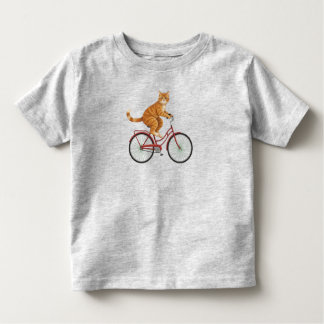Orange Tabby Cat on a Bicycle - Vintage Embroidery Kleinkind T-shirt