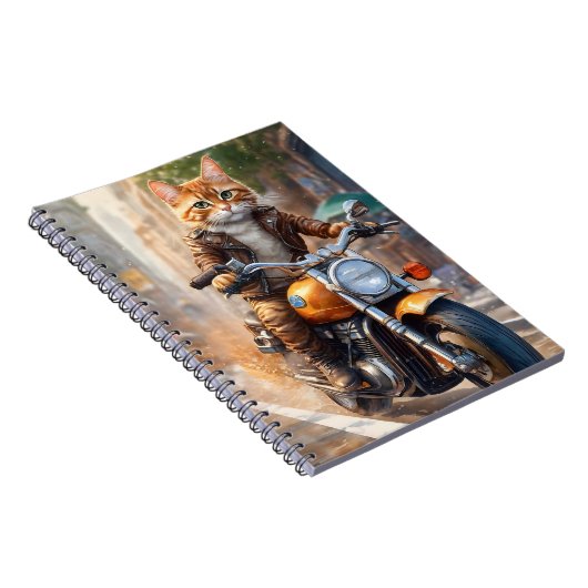 Orange Tabby Cat Out für einen Motorradfahrer Notizblock (Rechte Seite)